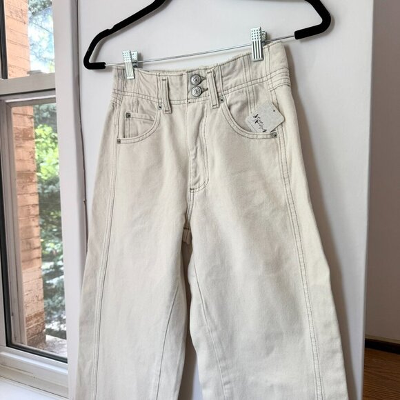NWT Free People Aster Straight Leg Jeans We The Free in Cream - Picture 6 of 14